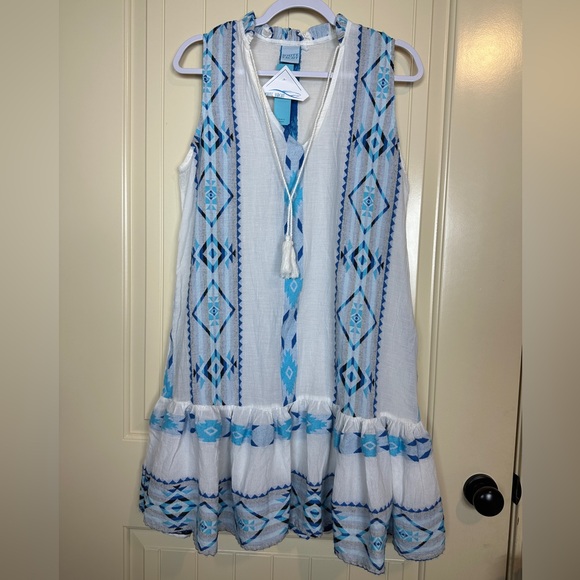 white yacht Dresses & Skirts - Blue and White Sleeveless V-Neck Sundress